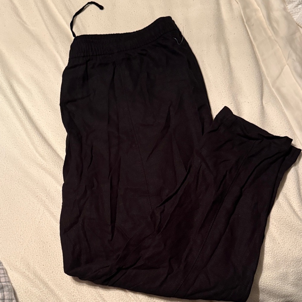 Old Navy Black Linen Elastic Waist Pants XL